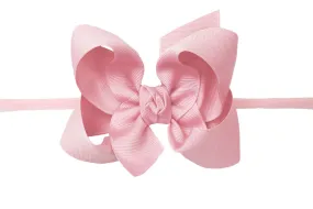 Large Grosgrain Bow on Baby Headband - Light Pink