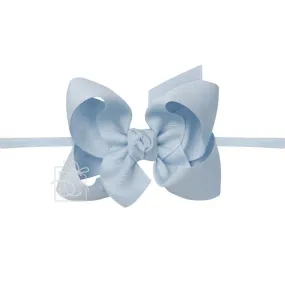 Large Grosgrain Bow on Baby Headband - Millennium Blue