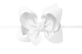 Large Grosgrain Bow on Baby Headband - White