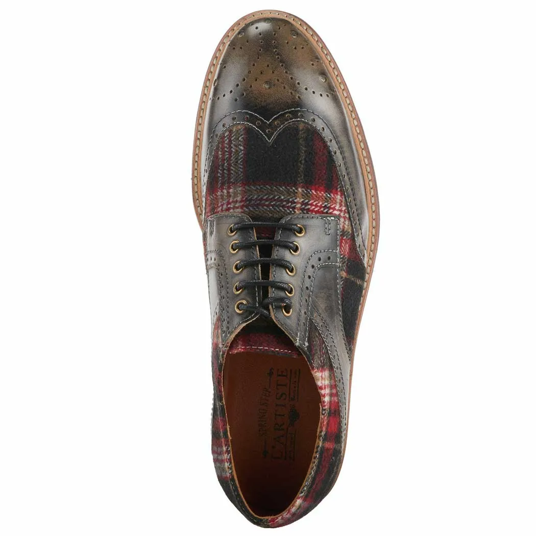 L'Artiste by Spring Step Thavo-Plaid Oxford Grey Multi (Men's)