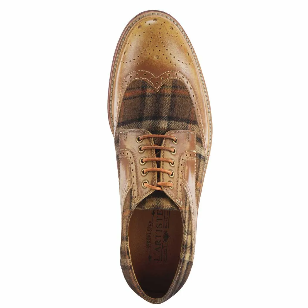 L'Artiste by Spring Step Thavo-Plaid Oxford Tan Multi (Men's)