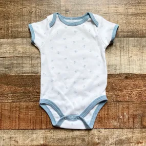 Le Top Bebe White/Slate Paw Print Onesie- Size 6-9M