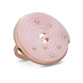 Licorice ring stoned rose gold with pink opal and diamond