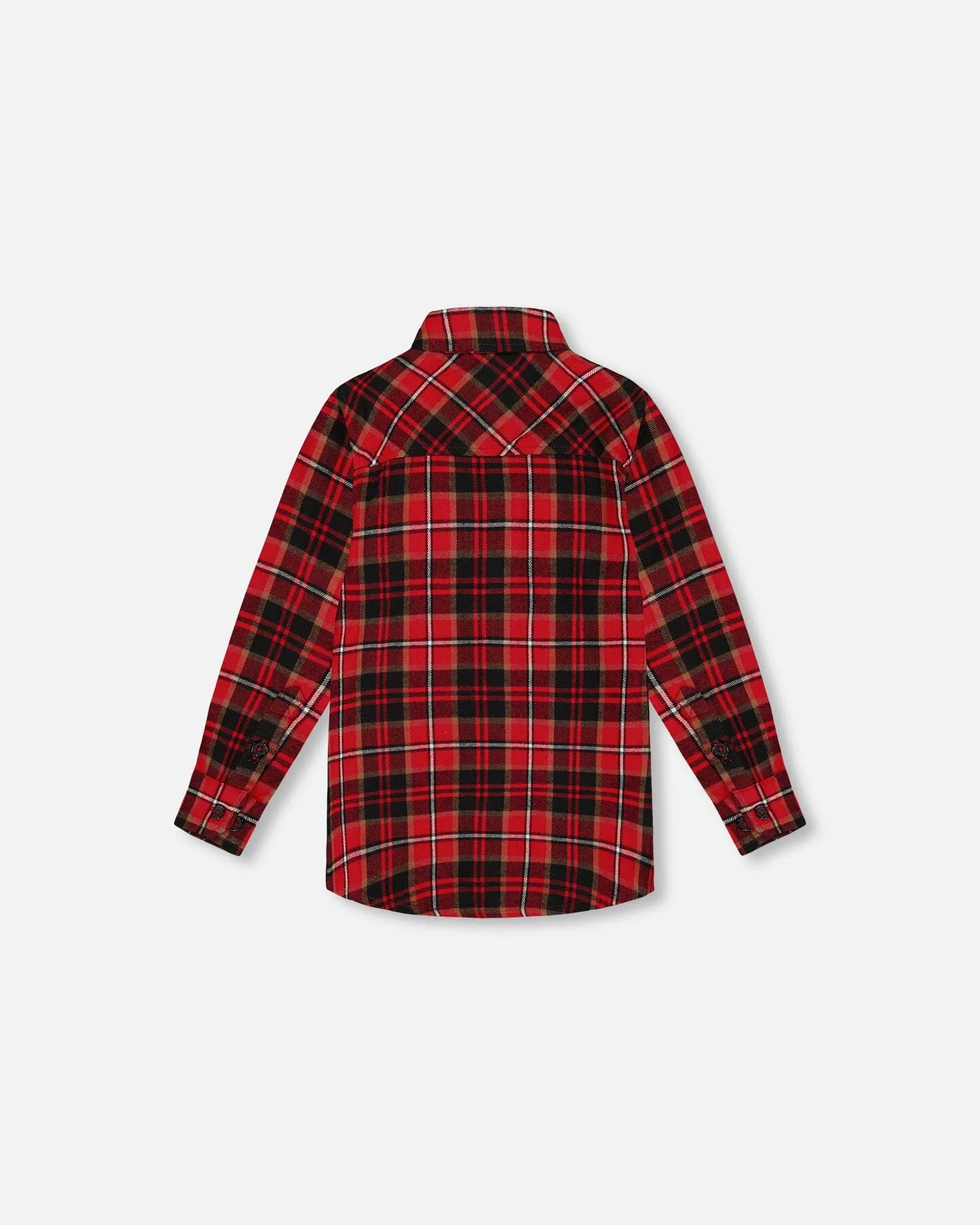 Long Sleeve Button Down Flannel Shirt Plaid Black And Red