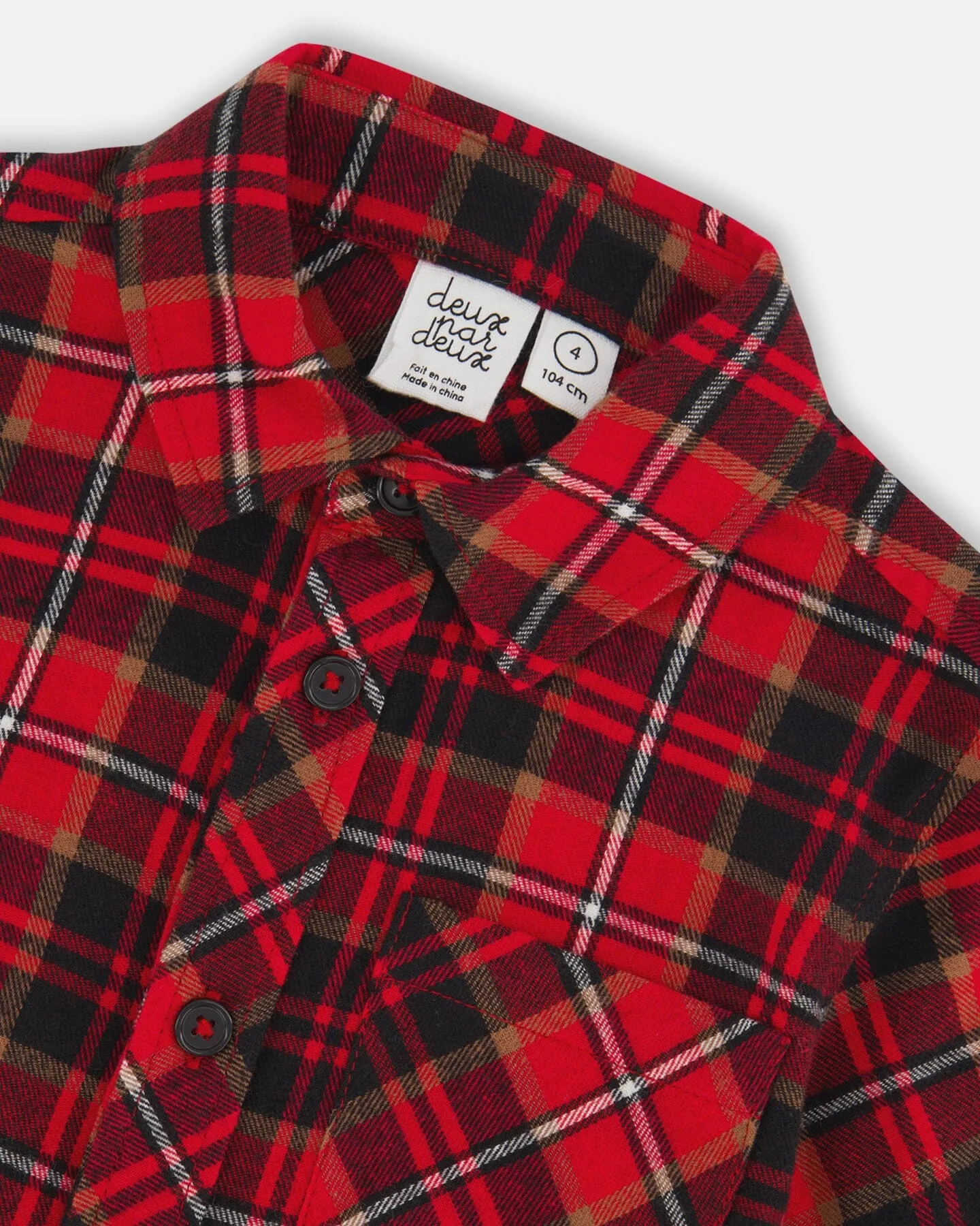 Long Sleeve Button Down Flannel Shirt Plaid Black And Red