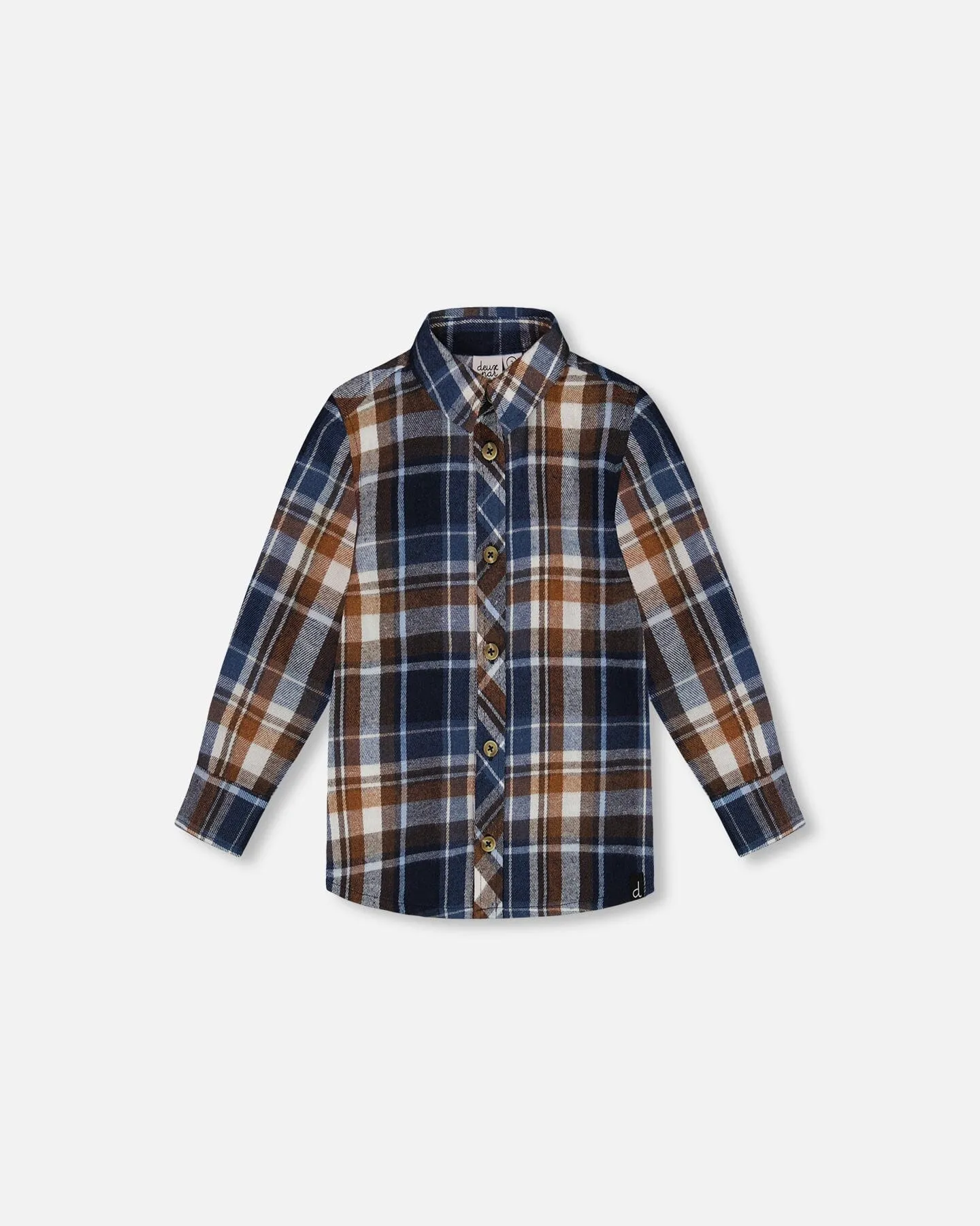 Long Sleeve Button Down Shirt Plaid Blue And Hazel