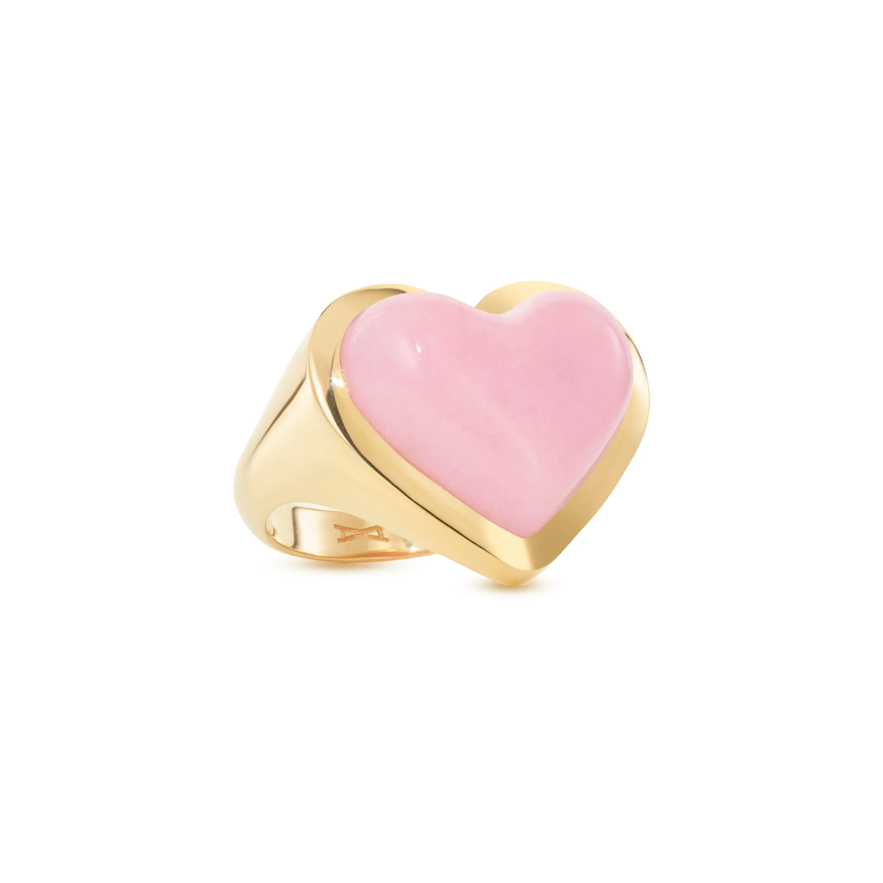 Love lollipop ring yellow gold with pink opal