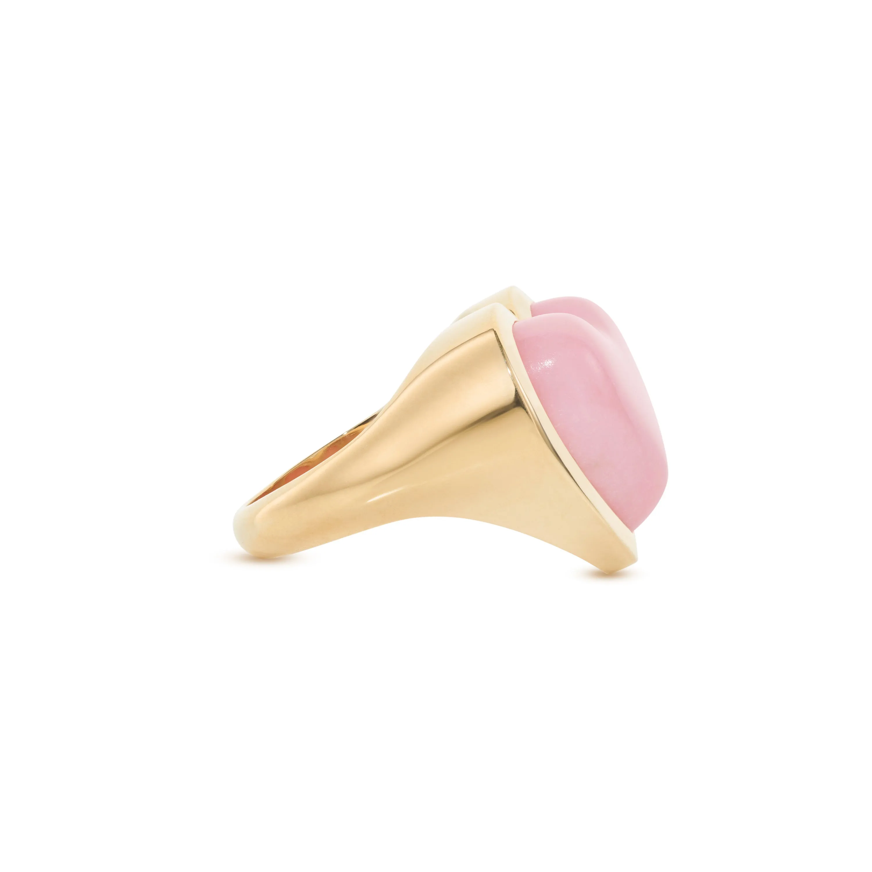 Love lollipop ring yellow gold with pink opal