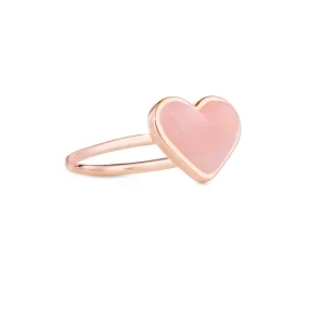 Love sticker ring rose gold with pink opal