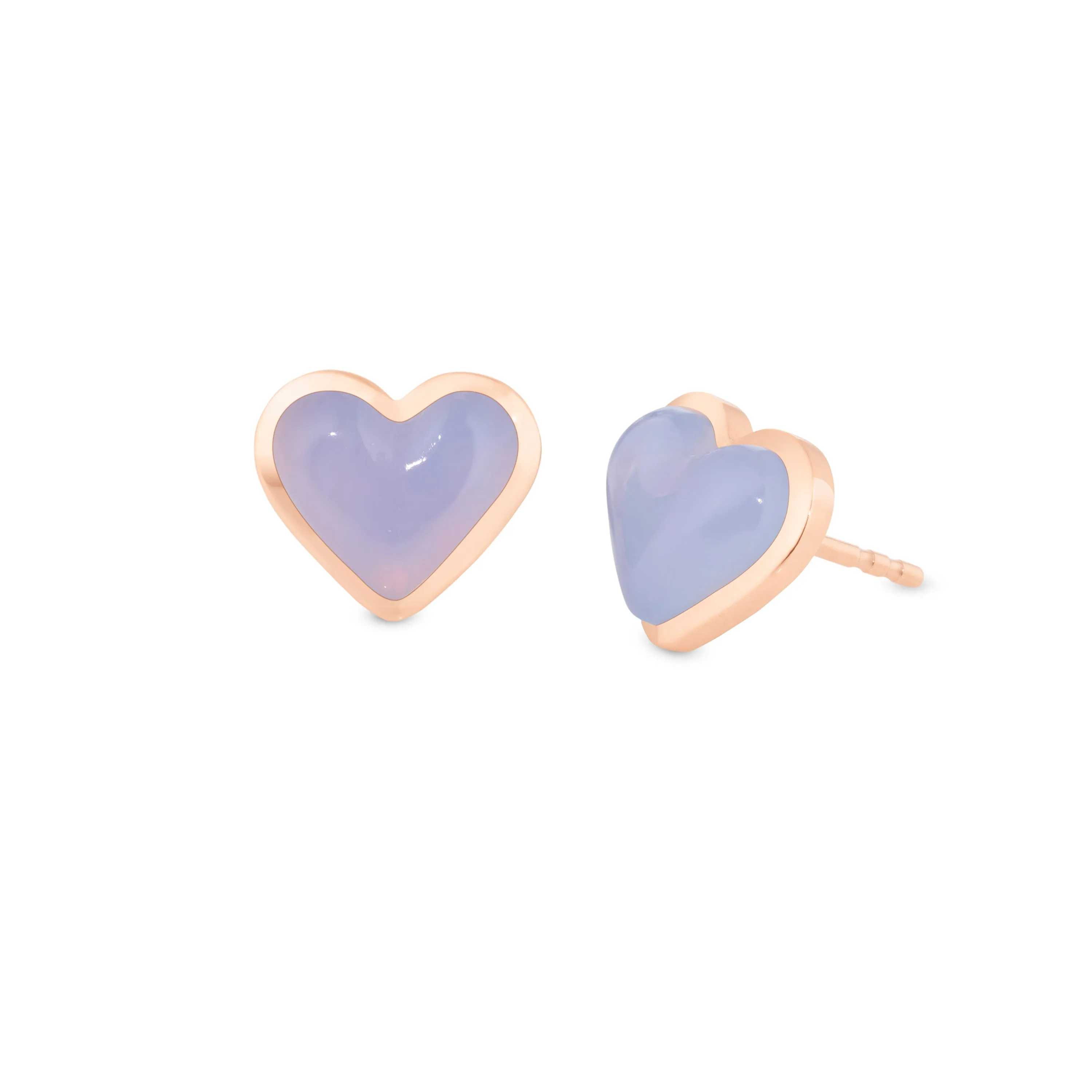 Love sticker studs rose gold with lavender chalcedony