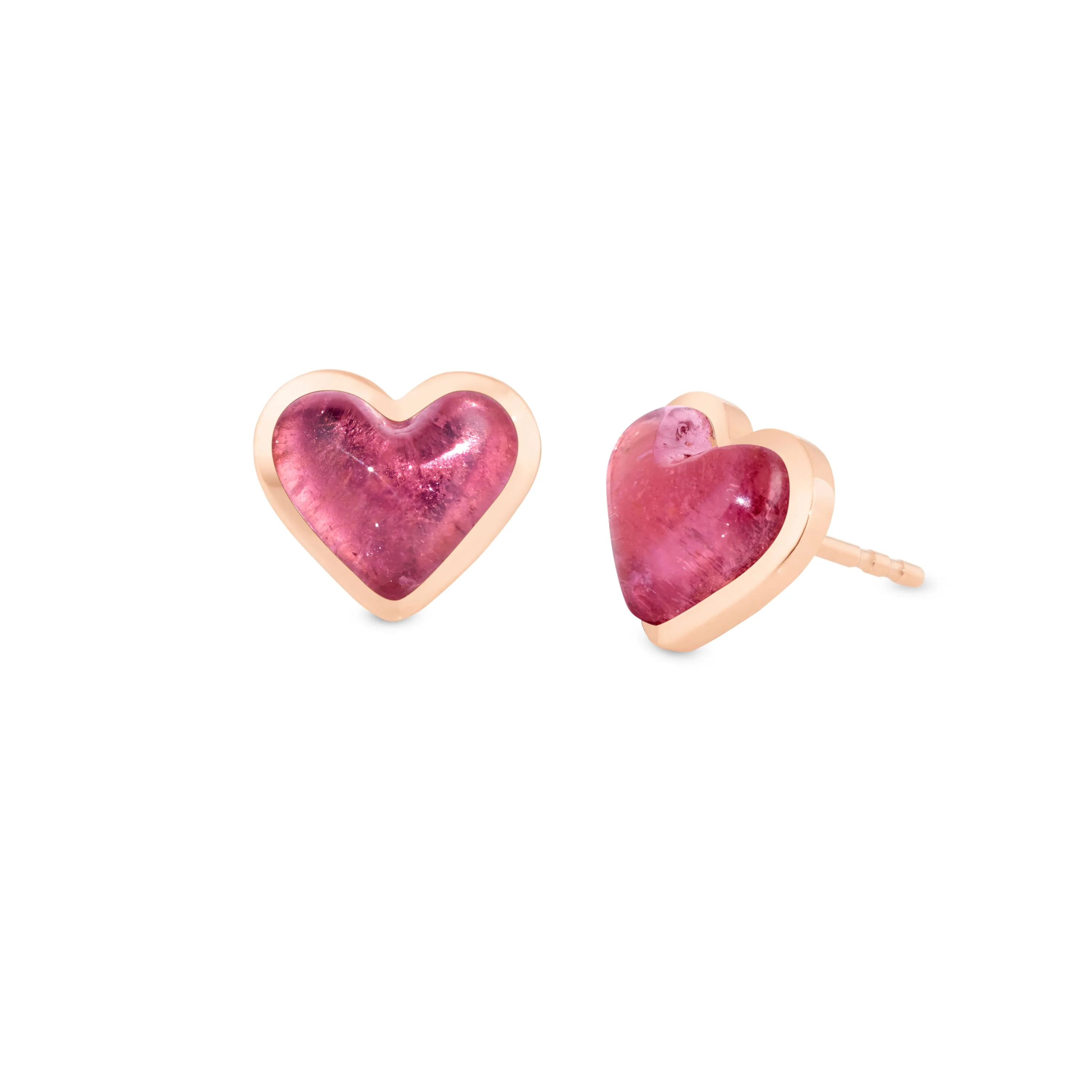 Love sticker studs rose gold with pink tourmaline