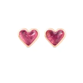 Love sticker studs rose gold with pink tourmaline