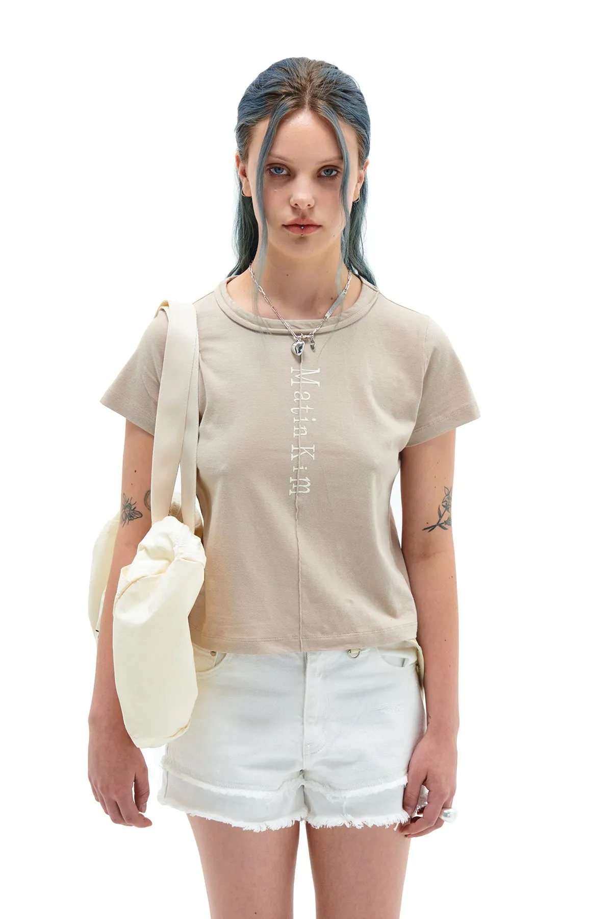 MATIN PINTUCK CROP TOP IN BEIGE