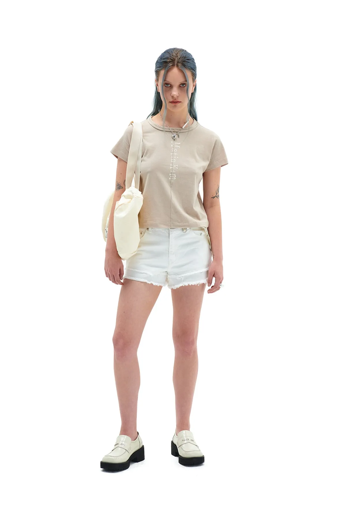 MATIN PINTUCK CROP TOP IN BEIGE