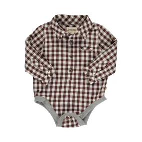 Me & Henry Jasper Woven Onesie - Brown