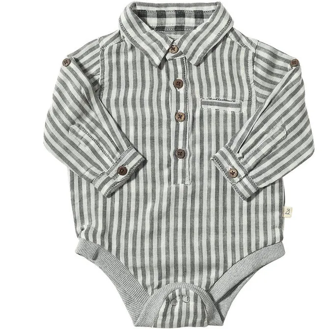 Me and Henry - Jasper Woven Onesie - Cream/Black Stripe