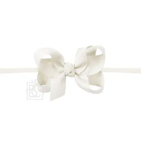 Medium Grosgrain Bow on Baby Headband - Antique White