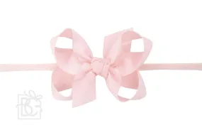 Medium Grosgrain Bow on Baby Headband - Light Pink