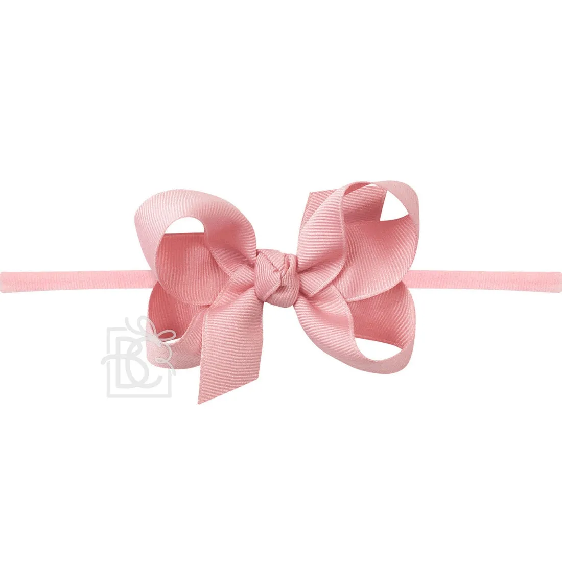 Medium Grosgrain Bow on Baby Headband - Peony