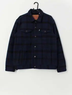 Men’s Levis blue wool plaid trucker jacket – Large