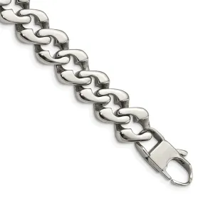 Men's 13mm Stainless Steel Fancy Curb Chain Bracelet, 8 Inch