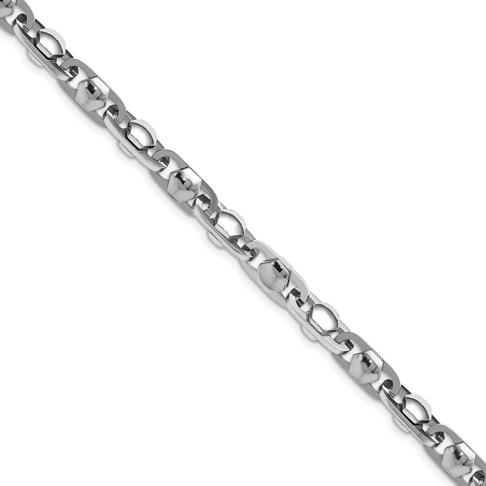 Men's 6.5mm Stainless Steel Fancy Cable Chain Necklace, 24 Inch