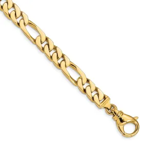 Men's 7.75mm 14K Yellow Gold Solid Flat Figaro Chain Bracelet, 8 Inch