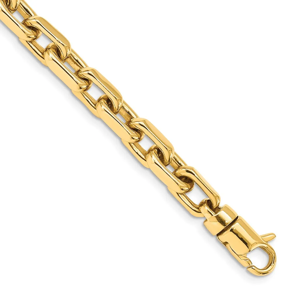 Men's 7mm 14K Yellow Gold Solid Fancy Cable Bracelet, 8.5 Inch