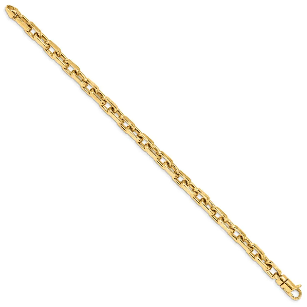 Men's 7mm 14K Yellow Gold Solid Fancy Cable Bracelet, 8.5 Inch