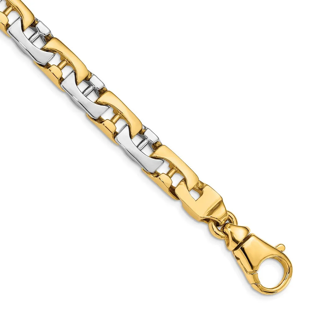 Mens 8.5mm 14K Gold Solid Fancy Anchor Chain Bracelet, 8.5 Inch