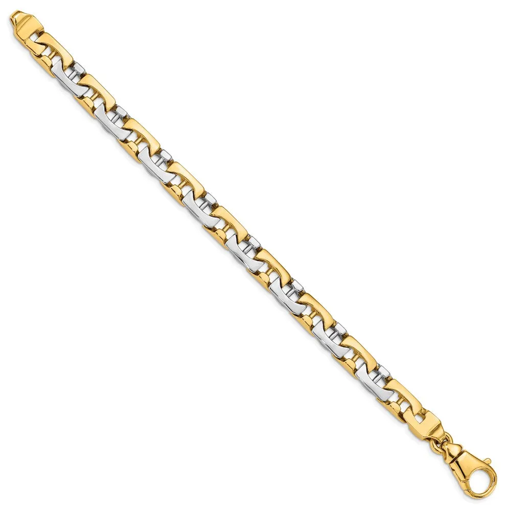 Mens 8.5mm 14K Gold Solid Fancy Anchor Chain Bracelet, 8.5 Inch