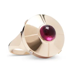 Micro UFO ring rose gold with rubellite and diamond