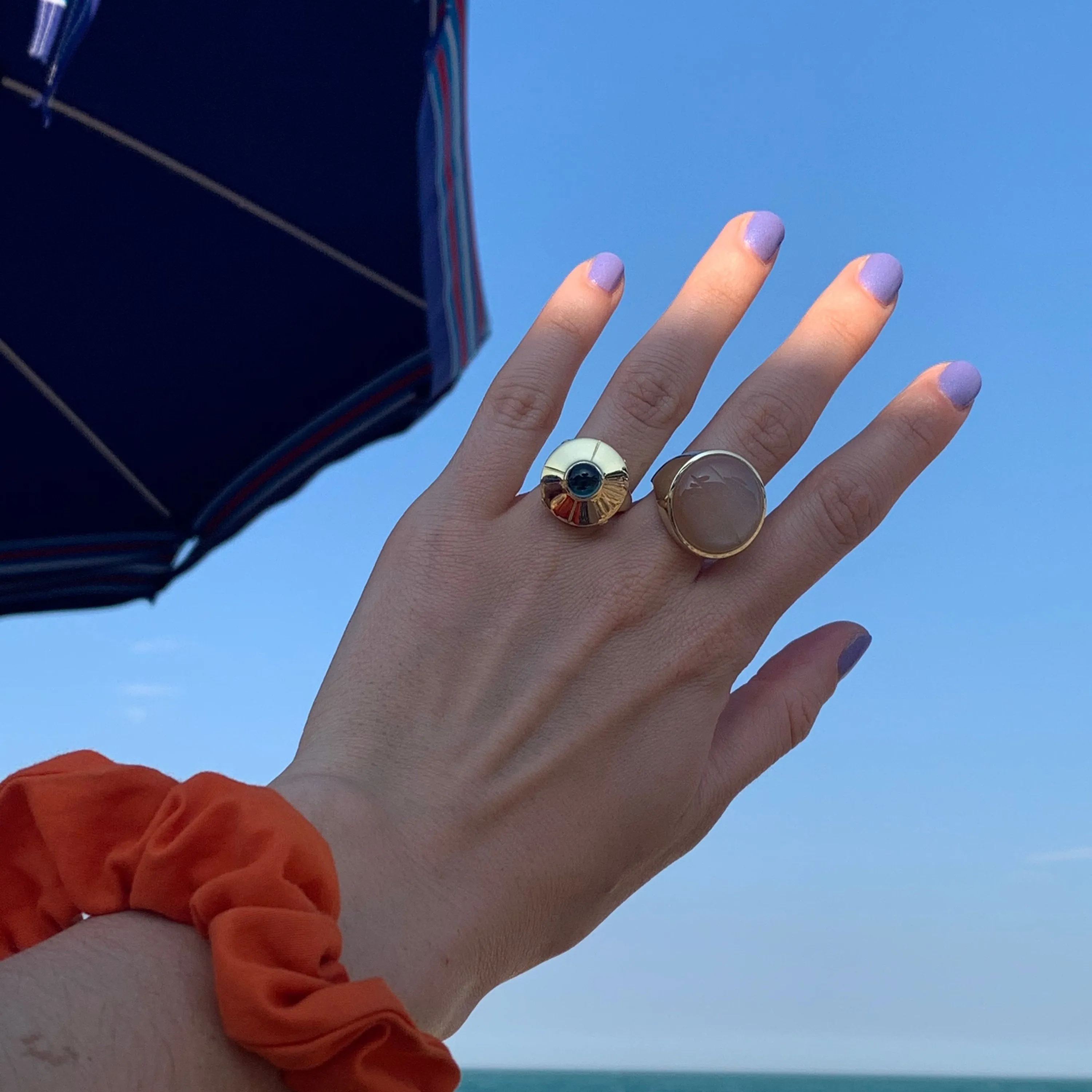 Micro UFO ring rose gold with rubellite and diamond