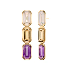 Mini rainbow pfefferminz earrings rose gold with chalcedony and amethyst