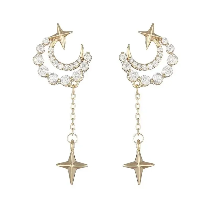 Moon Diamonds Crosses Earrings