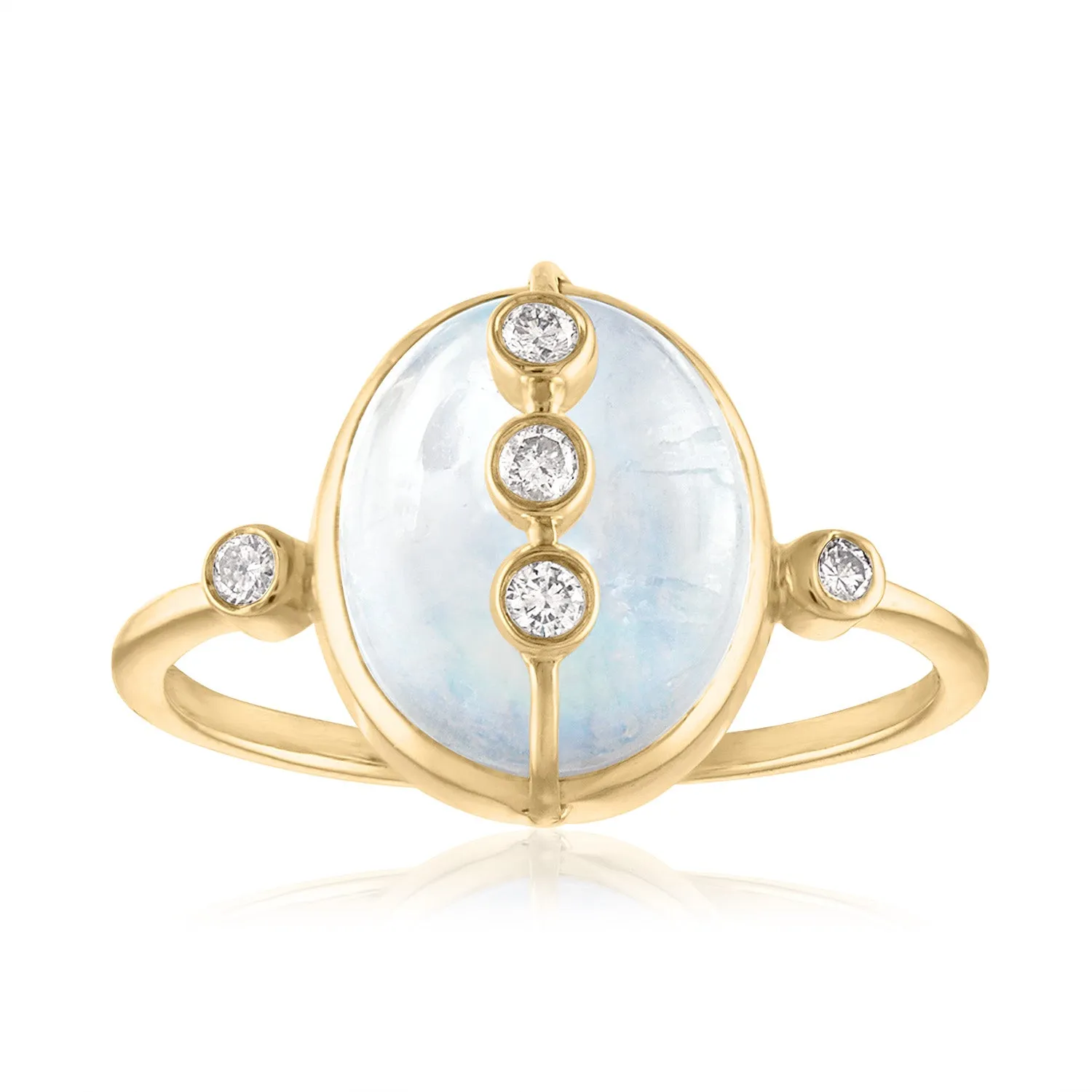 MOONSTONE RING WITH DIAMONDS