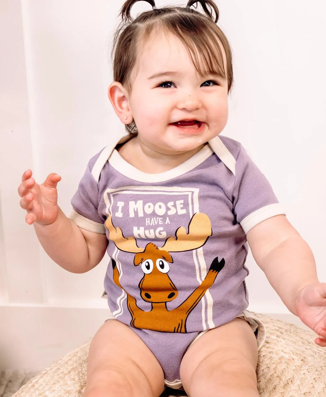 Moose Have A Hug Infant Creeper Onesie - Light Purple