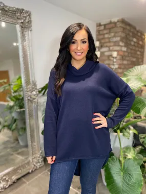 Navy Soft Cowl Neck Jumper Autumn