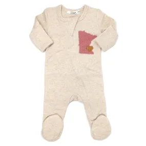 oh baby! Onesie Zipper Footie - Minnesota Love Blush - Sand