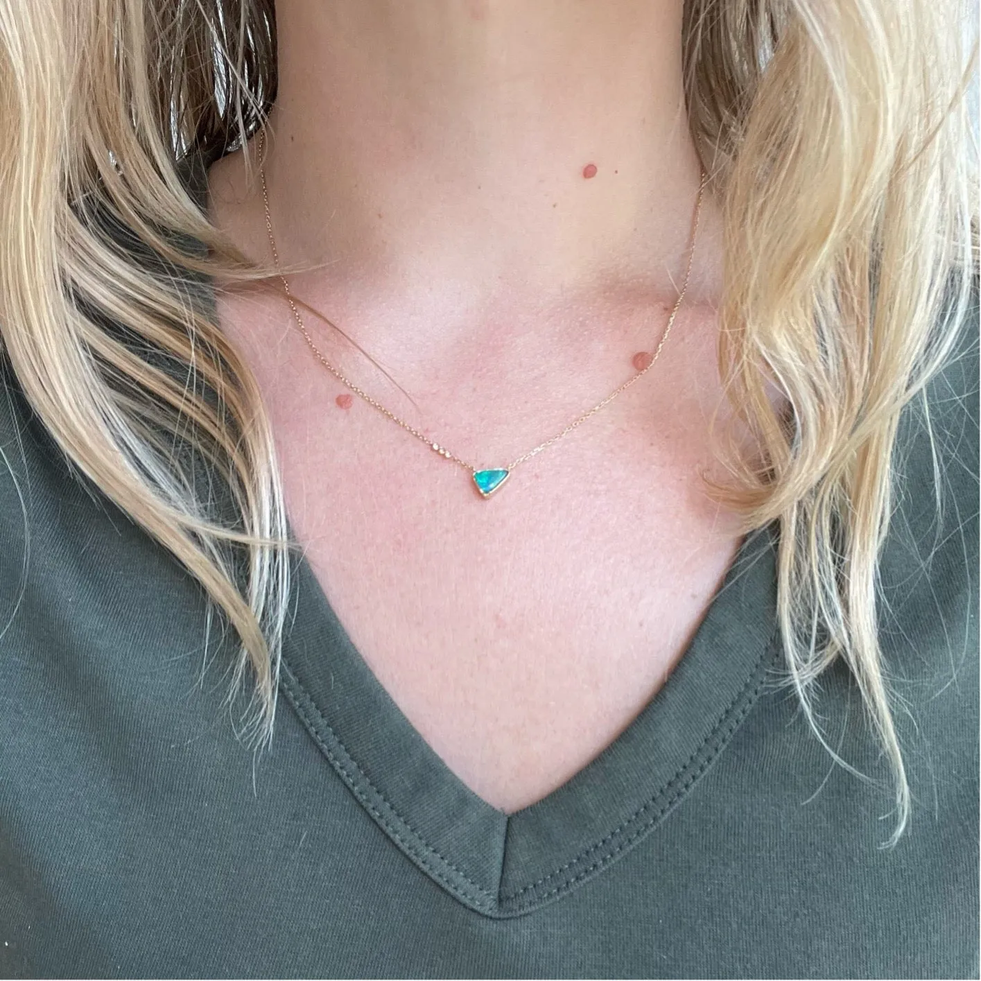 Opal & Three Diamonds Necklace