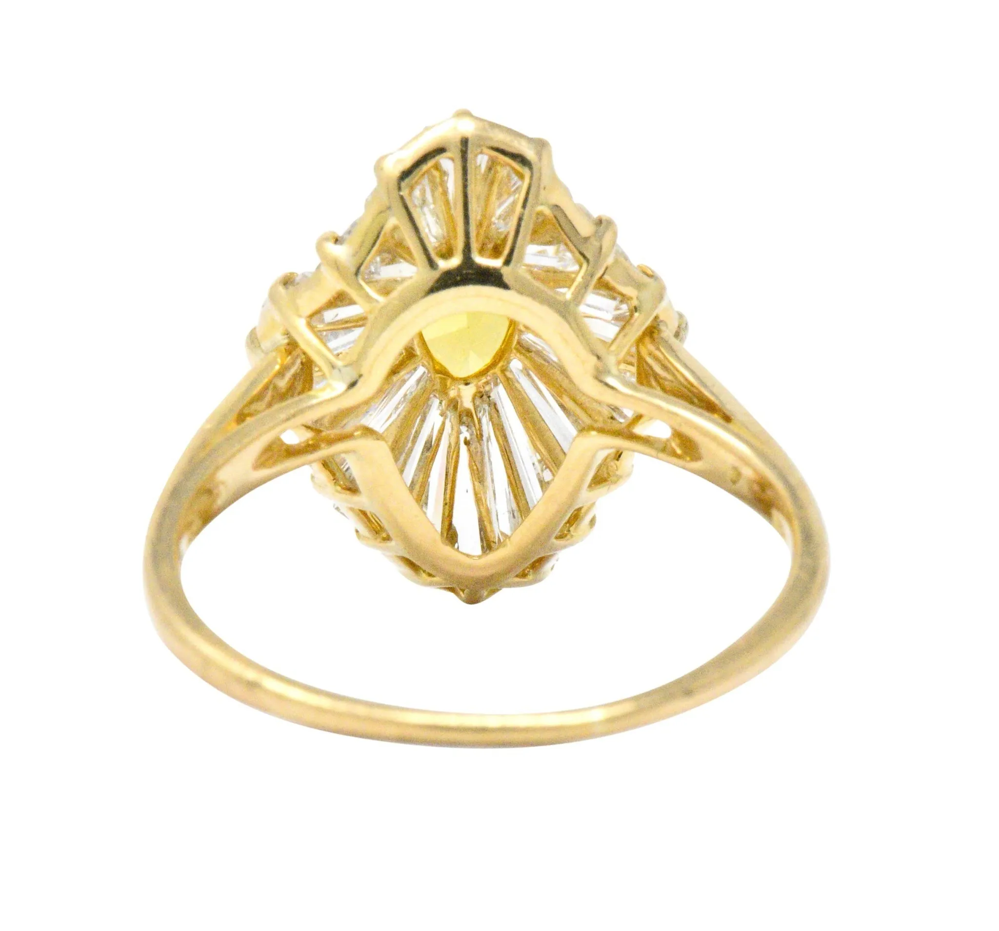 OSCAR HEYMAN 2.74 CTW Fancy Yellow Diamond 18 Karat Gold Ballerina Halo Ring GIA