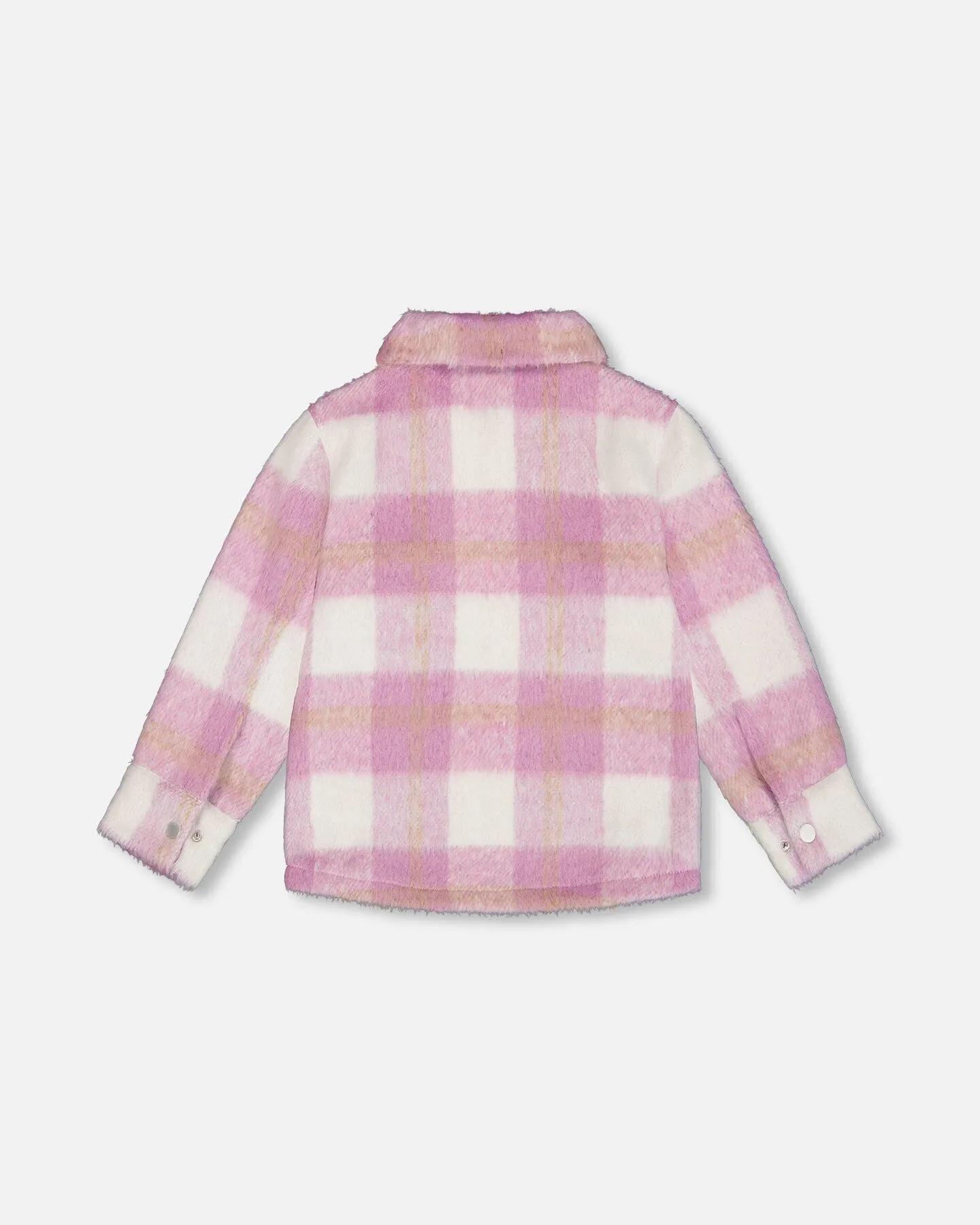 Overshirt Wool-Effect With Pockets Plaid Lilac And Off White