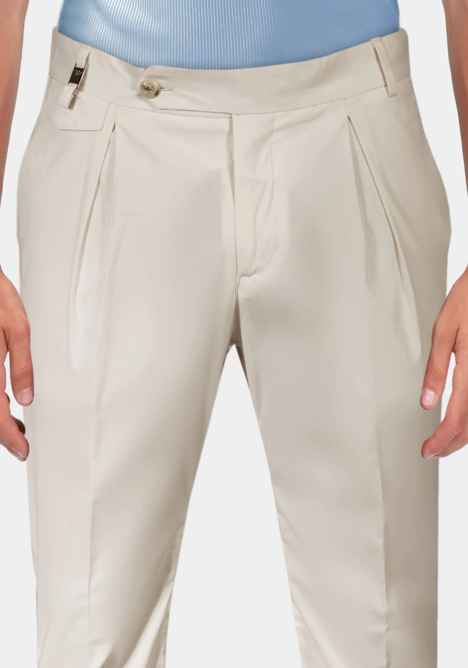 Pantalone in Cotone con Pence - Beige