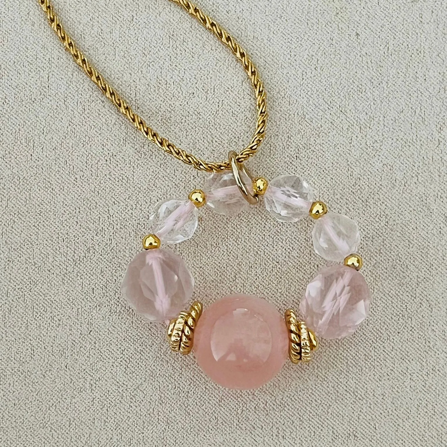 Peach Madagascar Rose Quartz Pendant