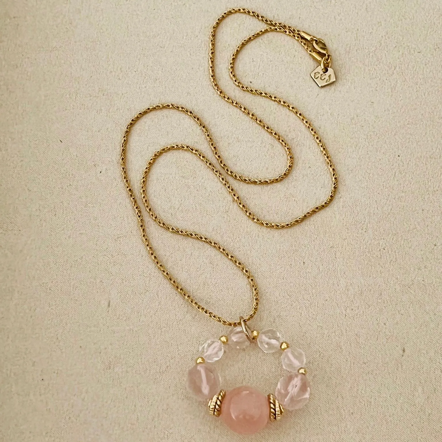 Peach Madagascar Rose Quartz Pendant