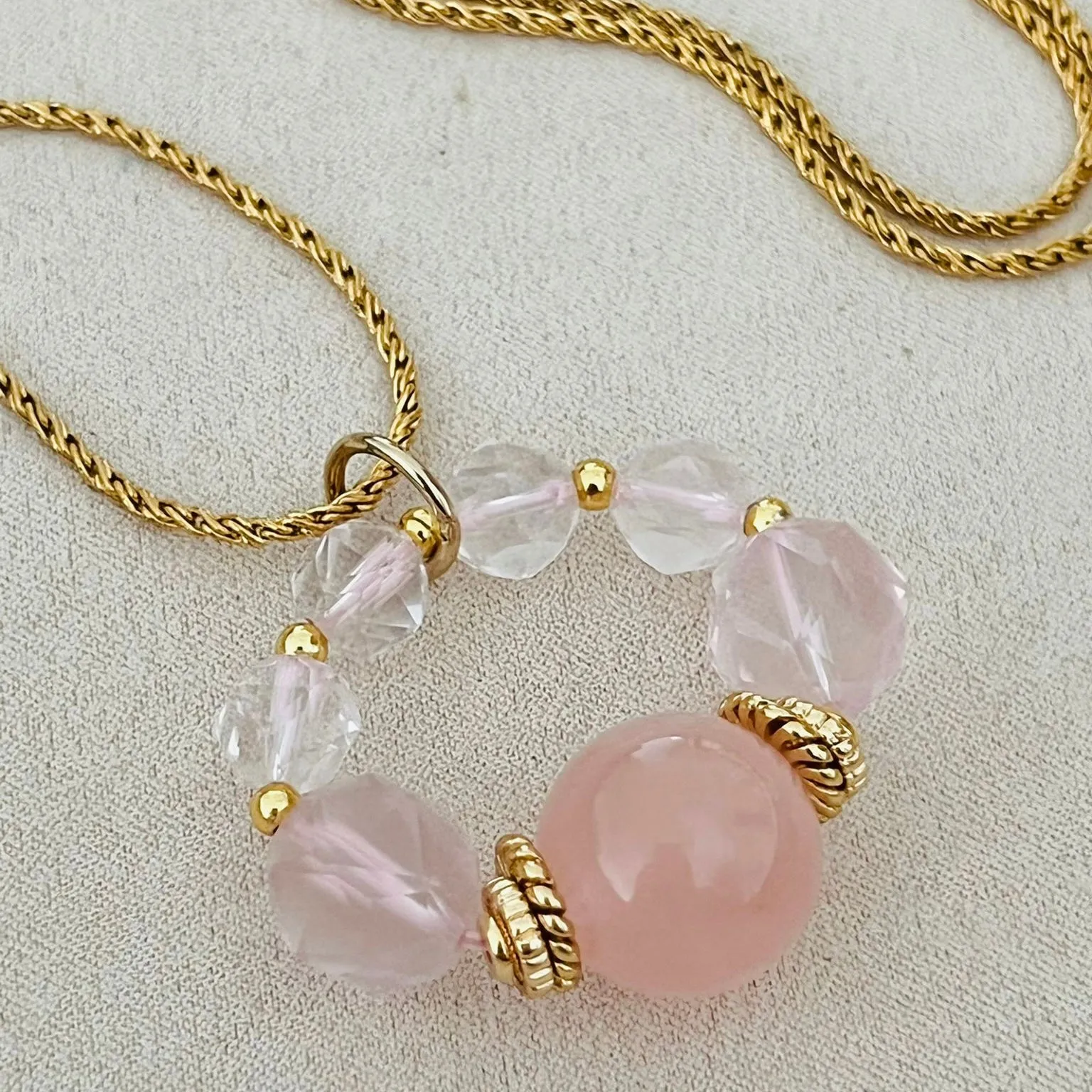 Peach Madagascar Rose Quartz Pendant