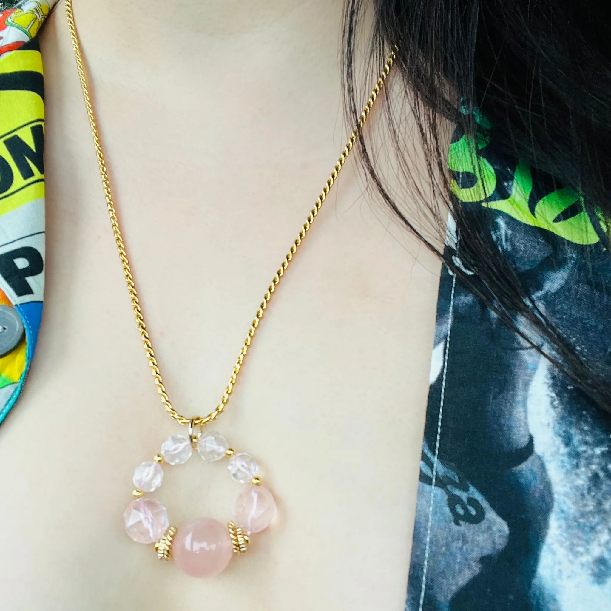 Peach Madagascar Rose Quartz Pendant