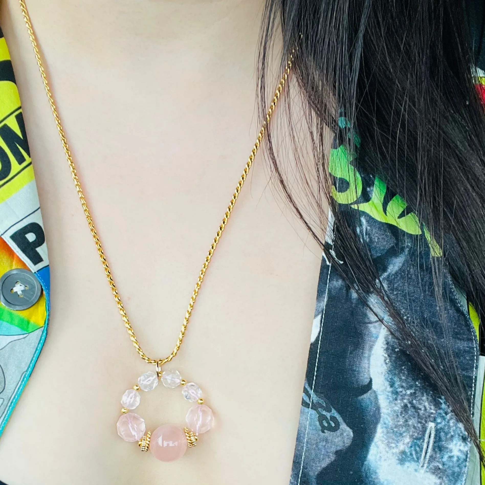 Peach Madagascar Rose Quartz Pendant