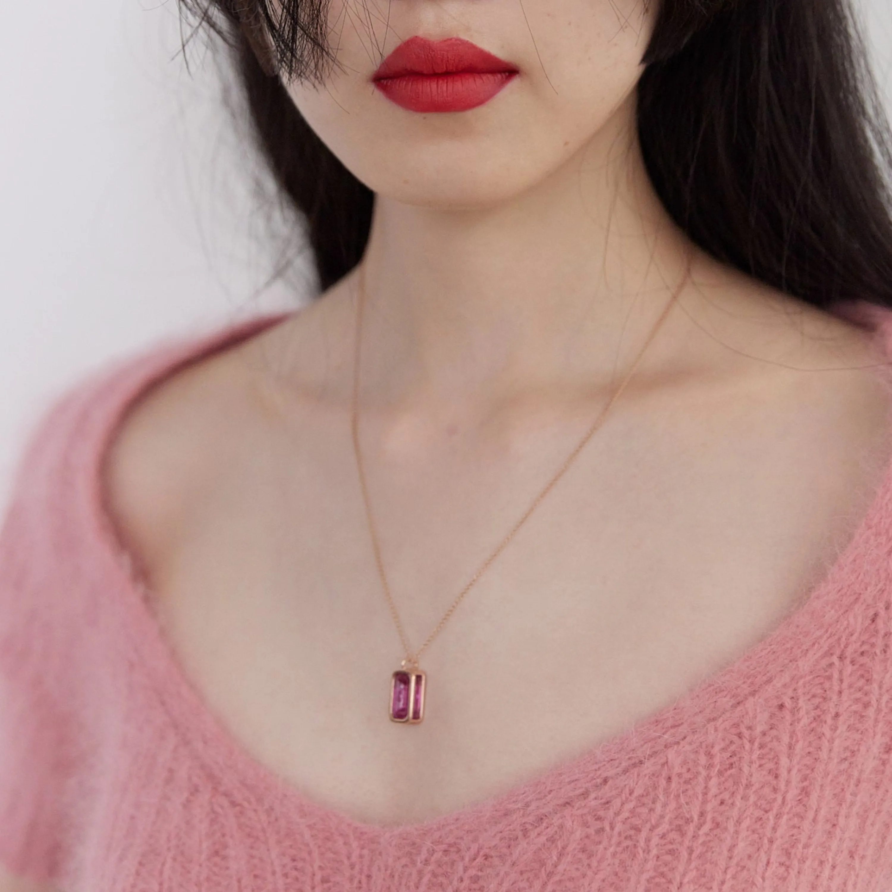 Pfefferminz necklace cherry rose gold with rubellite