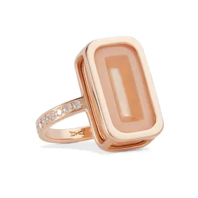 Pfefferminz ring orange stoned rose gold with orange moonstone and diamond